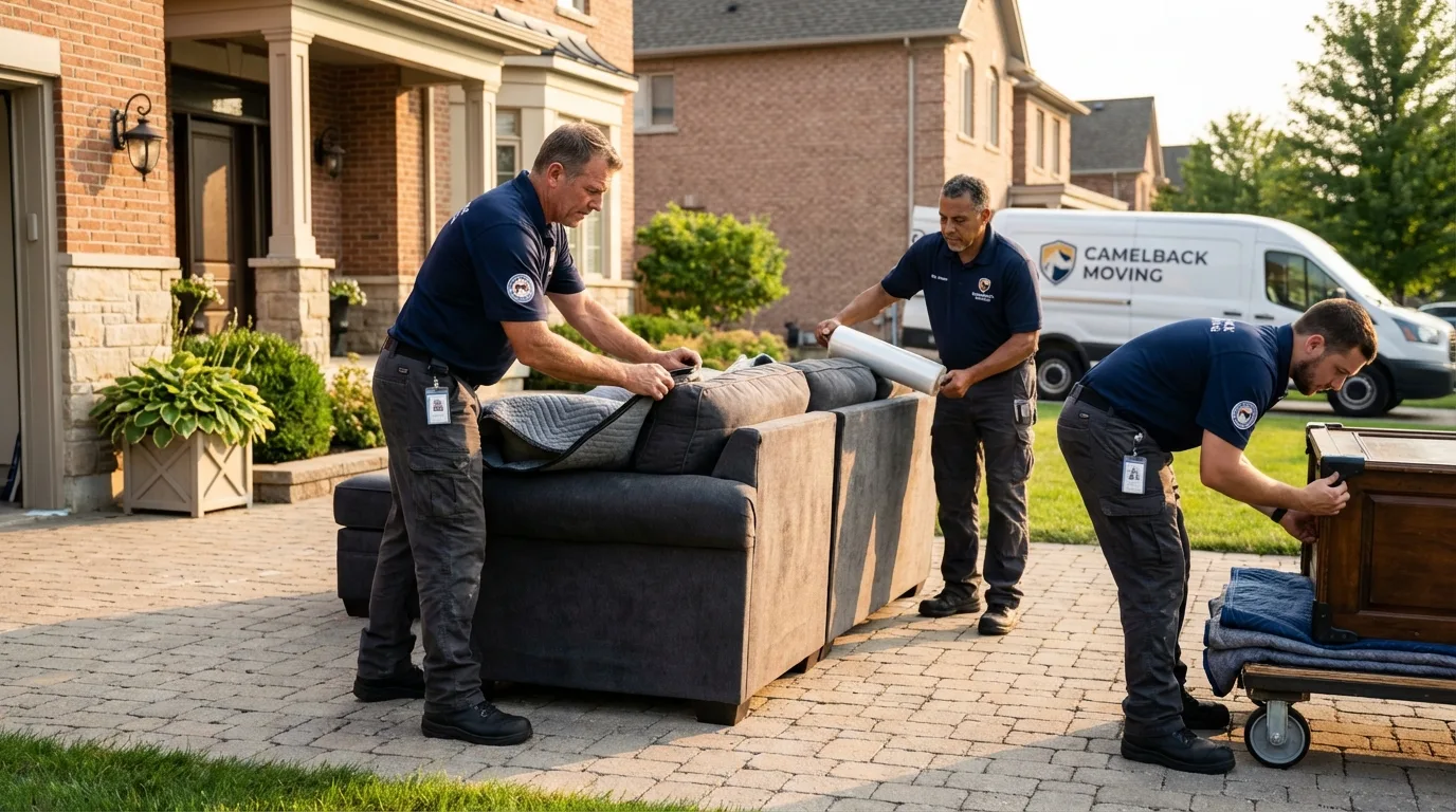 Large estate moving crew wrapping furniture in Tuckerton, NJ