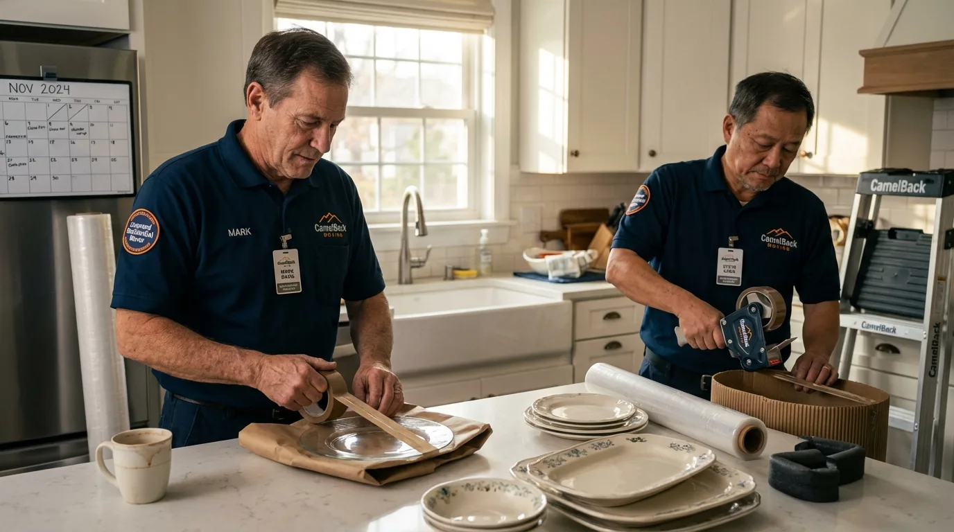Professional crew packing kitchen dishware in Tuckerton, NJ