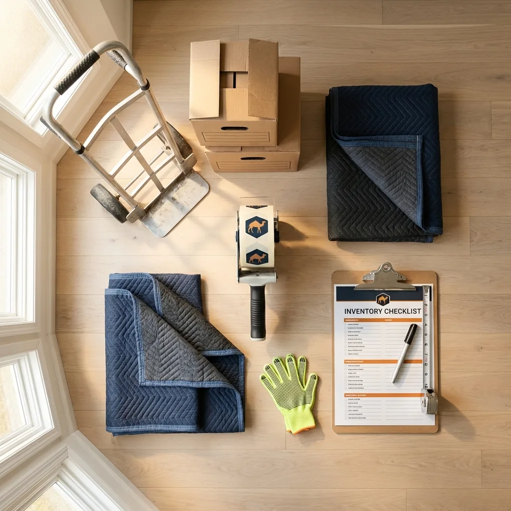 Professional moving supplies and packing materials layout for Tuckerton residential relocations